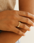 14K Yellow Gold Dainty Heart Link Ring