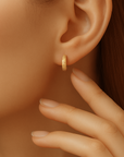 Solid 10K Yellow Gold Diamond-Cut Hoop Earrings, Italian Style Design With Secure Pushbacks, 13mm (0.5in)