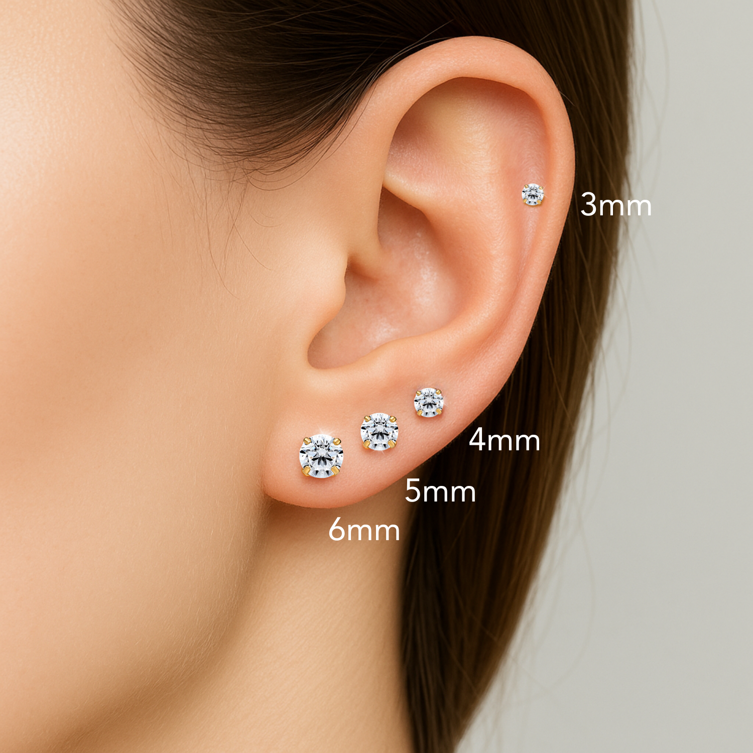 14K Yellow Gold Classic Solitaire Screwback Stud Earrings