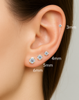 14K White Gold Classic Solitaire Simulated Diamond Studs, Screwback
