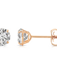 14k Rose Gold Zirconia Solitaire Stud Earrings, Pushback
