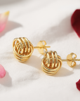 14k Gold Polished Love Knot Stud Earrings, 9mm, Pushback Studs