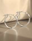 10K White Gold Twisted Classic Hoop Earrings