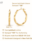 10K Yellow Gold Twisted Classic Hoop Earrings