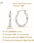 10K White Gold Twisted Classic Hoop Earrings