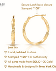 10K Yellow Gold Twisted Diamond-Cut Hoop Earrings