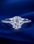 14K White Gold Oval-Shaped Solitaire 1.5 Carat Engagement Ring With Side Stones