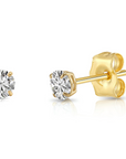 14K Gold Lab Diamond Stud Earrings, CVD Brilliant Solitaire Round Diamond Studs, Pushback