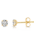 14K Gold Lab Diamond Stud Earrings, CVD Brilliant Solitaire Round Diamond Studs, Pushback