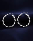 925 Sterling Silver Shiny Twisted Hoop Earrings