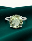 Sterling Silver 5 Carat Green Amethyst Gemstone Ring, "Ms. Luscious"