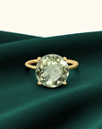 14k Yellow Gold 5 Carat Green Amethyst Gemstone Ring, "Ms. Luscious"