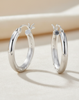 Sterling Silver Round Hoop Earrings, Floral Diamond-Cut Design