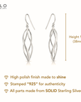 Spiral French-Hook Dangle Earrings in Sterling Silver