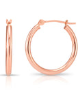 14k Rose Gold Classic Round Hoop Earrings, 2mm