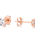 14K Rose Gold Square CZ Studs, Princess-Cut Earrings With Push-Backs, 4mm