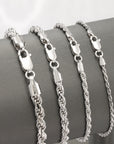 Solid Sterling Silver Rope Chain Bracelet