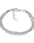 925 Sterling Silver Italian Multi-Row Cable Chain Bracelet, Adjustable 7"-8"