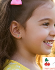 925 Sterling Silver Red Cherry Enamel Studs, Pushback