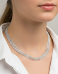 925 Sterling Silver Italian Multi-Row Cable Chain Necklace