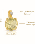 14k Gold Yellow Topaz Gemstone And Diamond Pendant Necklace