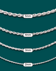 Solid Sterling Silver Rope Chain Bracelet