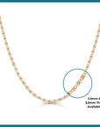 14K Solid Yellow Gold Tri-Color Valentino Link Chain Necklace 2.5mm-3.5mm, 16"-20"