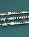 Solid Sterling Silver Cuban Chains, Italian 925 Pure, Strong Lobster Lock