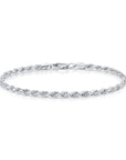 Solid Sterling Silver Rope Chain Bracelet