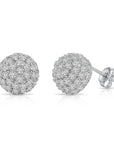 Sterling Silver Half Ball Classic Studs, With Simulated Diamonds