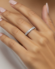 Sterling Silver Simulated Diamond Eternity Band Ring, 3mm