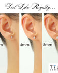 14K Yellow Gold And White Gold Stamping Zirconia Stud Earrings, Dainty Everyday Earrings