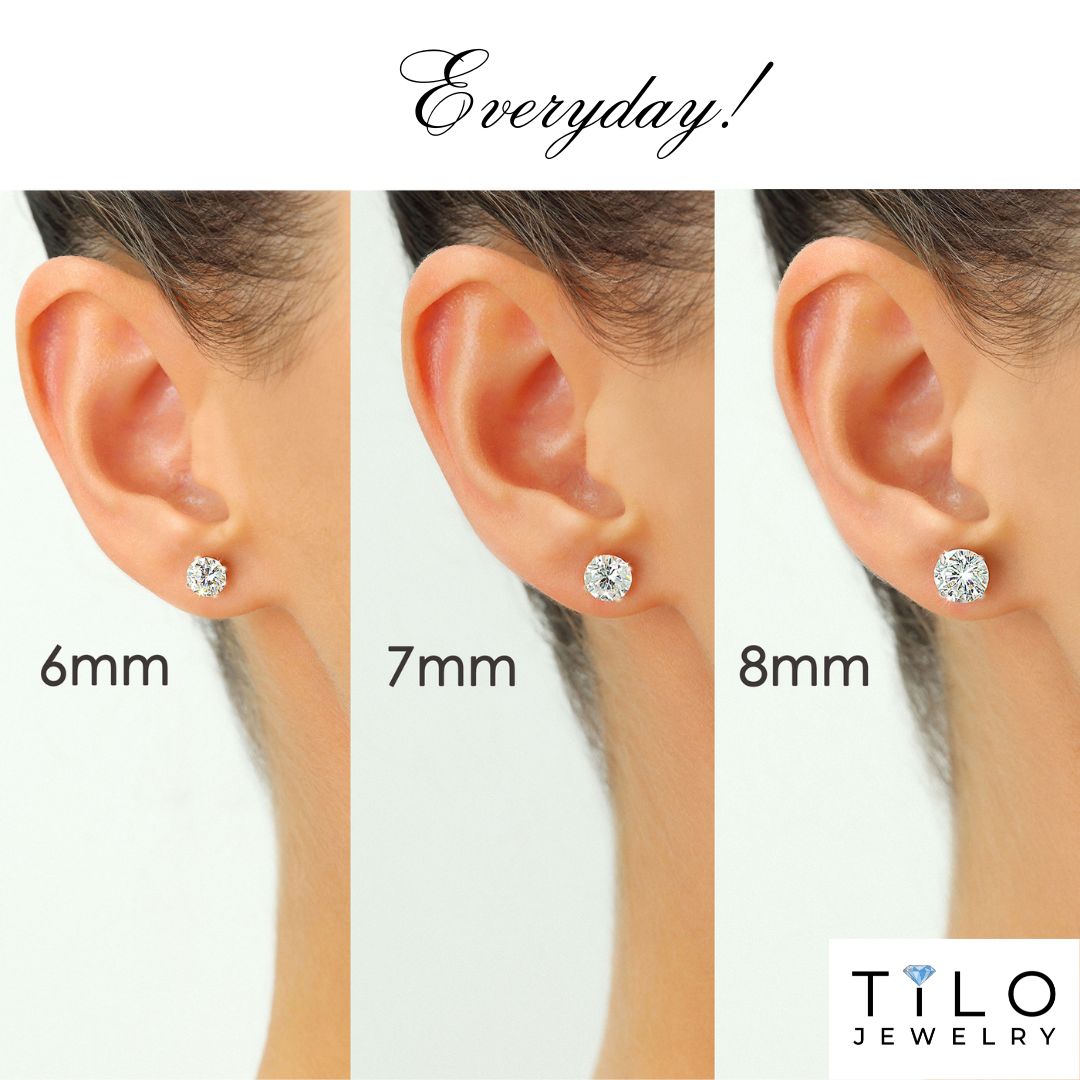14K Yellow Gold and White Gold CZ Stud Earrings, Silicone Push-back, Uinisex.
