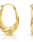 10K Yellow Gold Twisted Dotted Hoop Earrings, 18.5mm, By TILO Jewelry