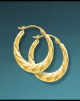 14K Yellow Gold Medium Spiral Hoop Earrings, 21mm