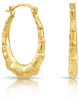 10K Yellow Gold Puffy Oval Hoop Earrings, 15mm
