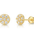 14k Gold Round Stud Earrings with Screw Backings