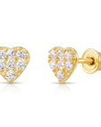 14k Gold Heart Shaped Stud Earrings