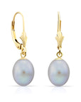 14K Gold Freshwater Pearl Drop Dangle Leverback Earrings