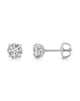 14K Gold Round Brilliant-Cut Lab Diamond Stud Earrings, Screwback