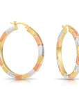 Sterling Silver Tricolor Three-Tone Hoop Earrings