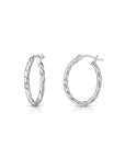 Sterling Silver Shiny Twisted Oval Hoop Earrings, 11mm