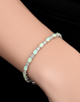 Sterling Silver Fire Opal Adjustable Bracelet With Cubic Zirconia Stones