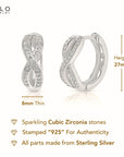 Sterling Silver Infinity Huggie Hoop Earrings