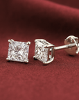 14K White Gold Lab Diamond Princess-Cut Stud Earrings, Screwback