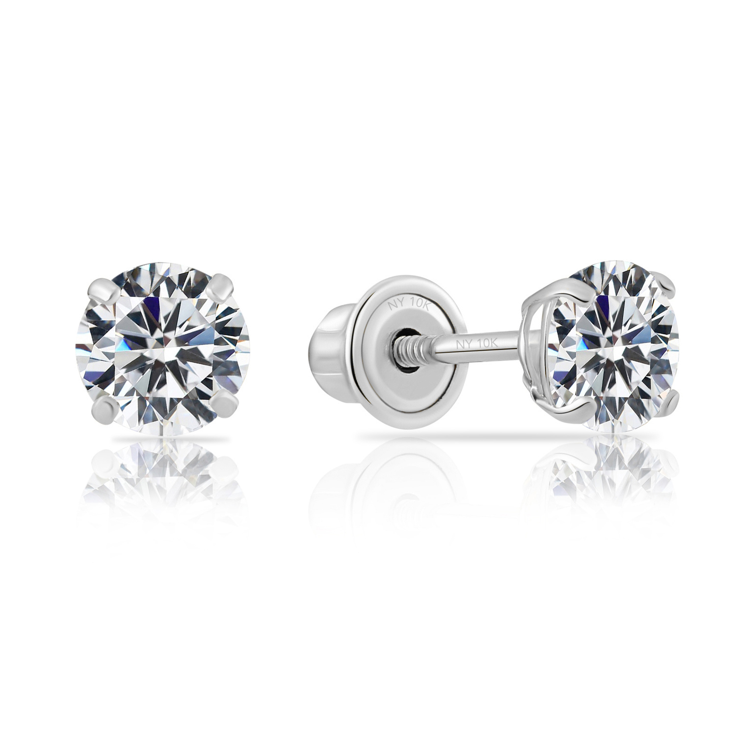 10K White Gold Solitaire Screwback Stud Earrings – Tilo Jewelry®