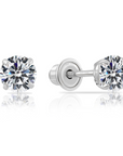 10K White Gold Solitaire Screwback Stud Earrings