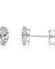 14k Solid Gold Basket Set Oval CZ Stud Earrings, With Pushbacks