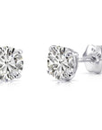 14K White Gold Classic Solitaire Simulated Diamond Studs, Screwback