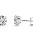 14K White Gold Classic Solitaire Simulated Diamond Studs, Screwback